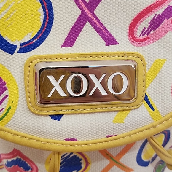 XOXO Colorful Yellow Trimmed White Backpack - Picture 2 of 5